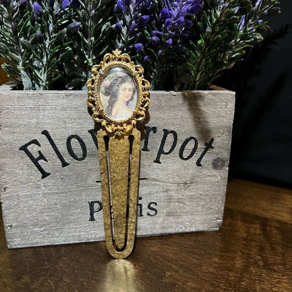 Vintage Florenza  Brass Lady’s Portrait Bookmark - Picture 1 of 5